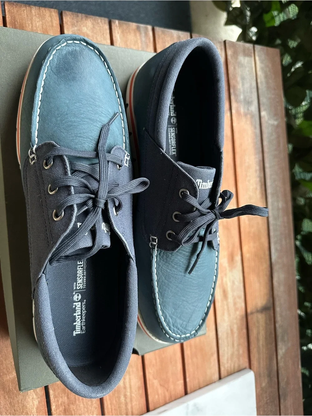 Timberland Men's Navy and Red-Accent Boat Shoes